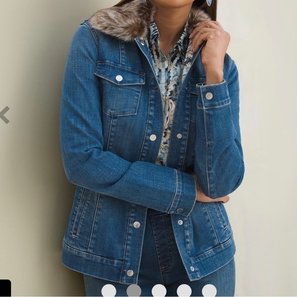 Chicos Denim Jacket with Faux Fur